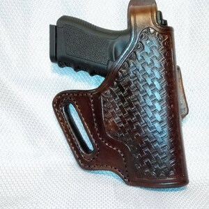 Handcrafted Leather CCW Holster: Basketweave or Plain, Custom Fit