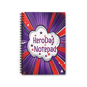Herodad ブランクジャーナル - コミックテーマのスパイラルノート - 罫線入りメモ帳 - お父さんへのギフト - 作文付きお父さん日記 - Hero タブレット