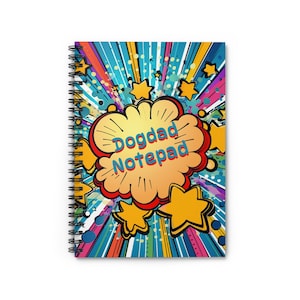 Dogdad Blank Journal - Spirala z motywem komiksowym - Notatnik w linie - Podkładka do pisania Prezent dla taty - Kompozycja Dziennik ojca - Tablet bohatera