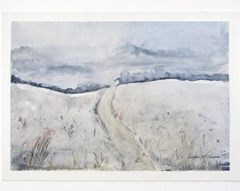Original Coastal Dune Watercolor Painting - 11x15 Serene Beach Landscape Art