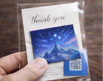 Celestial Mountain Sticker – Three Star Night Sky Fantasy Landscape Decal