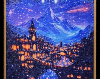 Celestial Mountain City Diamond Painting 60x80cm | Midnight Fantasy Wall Art