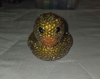 Sparkly Rhinestone Duck | Bling Duck Figurine | Cute Desk Decor | Iridescent Crystal Animal | Unique Gift Idea | Kawaii Decor
