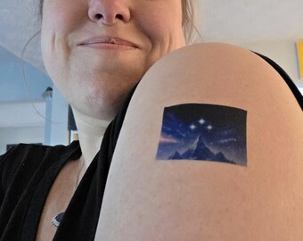 Celestial Tattoo Bundle – Triple Moon, Mountain Designs (3 Pack)