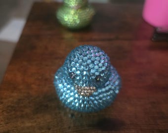 Sparkly Rhinestone Light Up Duck | Mini Bling Duck Figurine | Cute Desk Decor | Iridescent Crystal Animal | Unique Gift Idea | Kawaii Decor