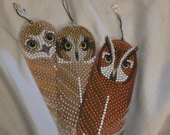 Owl Feather Diamond Art Bookmarks | Handmade Sparkling Bookmark | Woodland Reading Gift | Boho Witchy Book Lover Accessory