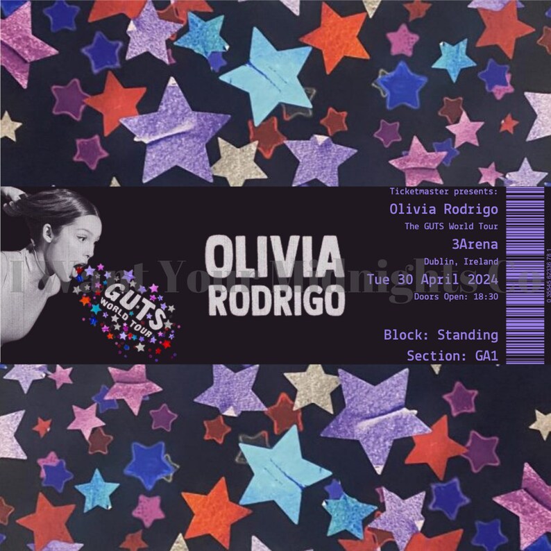 Olivia Rodrigo the GUTS World Tour 2024 Digital Souvenir Ticket / UK