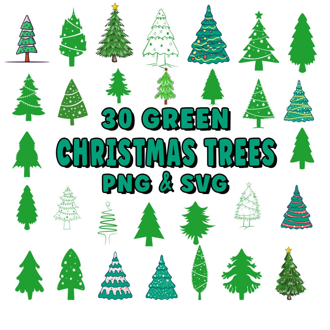 30 Christmas Tree Bundle Svg & Png Christmas Tree Clipart Etsy