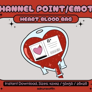 Heart Shaped Blood Bag Channel Point Icon | Twitch Channel Points / Emotes |