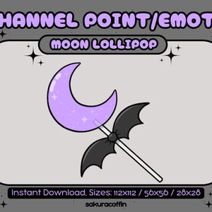 Purple Moon Bat Lollipop | Channel Points / Emote for Twitch |
