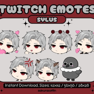 Sylus Love and Deepspace Emotes | 7 Cute Emote Set for Twitch |