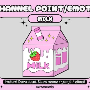Strawberry Milk Box | Cute Twitch Channel Point Icon / Emote |