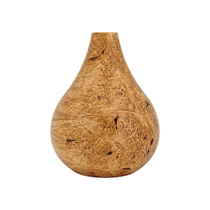 Vaso de madeira torneado à mão em madeira de ácer – Vaso pequeno para flores – Decoração rústica e minimalista para casa – Vaso de madeira – Ótimo para presentear ou para uso próprio.