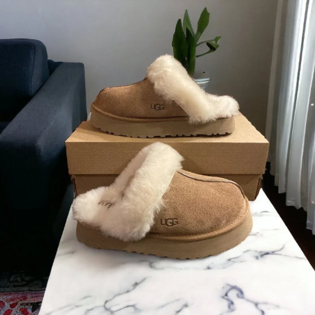 Ugg Disquette Slippers Platform Mini Ugg Dupe Winter Slipper Etsy