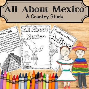 Tudo sobre o estudo da unidade do México (mini-livro de estudo de país com atividade de vocabulário) para alunos do ensino fundamental em casa
