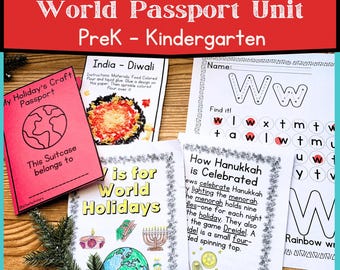 Vinterlov runt om i världen-enhet: Utskrivbara material, pyssel, pass och minibok (förskola/dagis)