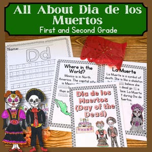Day of the Dead Homeschool Unit for 1st and 2nd Grade Unit Study with Crafts, Reading, and Writing Activities!