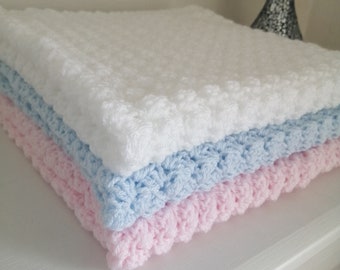 Hand crochet baby blanket, new baby gift, baby shower gift, christening gift