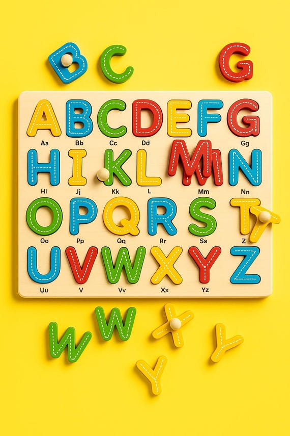 Montessori Wooden Alphabet Puzzle Board, Double-sided 2-in-1 - Etsy