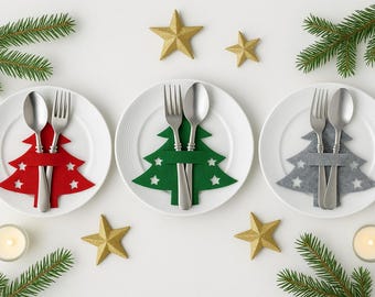 CCYKXA Lot De 12 Porte-Couverts De Noël - Avec Flocons De Neige Decoration De Table Pour Fete Gris 90915193