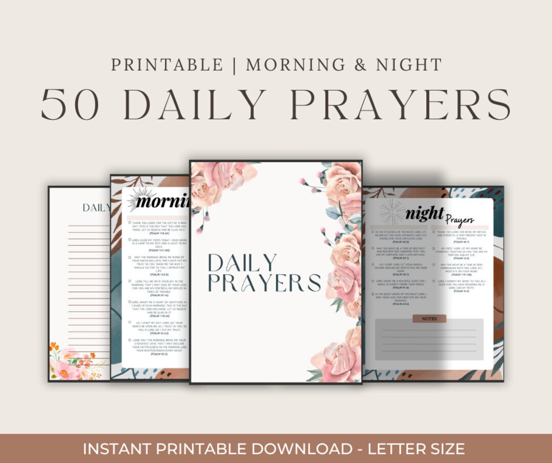 Prayer Bible Themes, 50 Prayers, Morning & Night Edition - Etsy