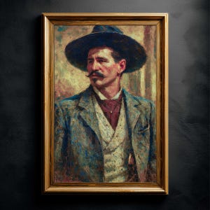 Doc Holliday Western Art Print – Tombstone Cowboy Oil Painting Poster, Vintage Old West Wall Art, Frederick Remington Style Painting