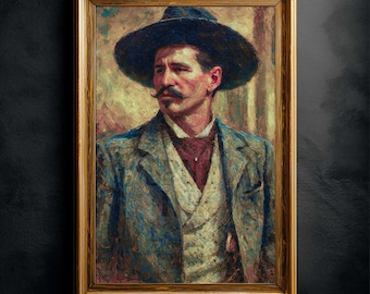 Doc Holliday Western Art Print – Tombstone Cowboy Oil Painting Poster, Vintage Old West Wall Art, Frederick Remington Style Painting