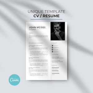 Minimalist Resume Template CV Template Modern Resume Template Professional Resume Template Clean Resume Template Canva Resume Template