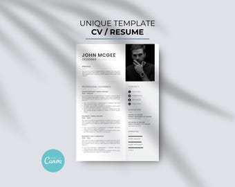 Minimalist Resume Template CV Template Modern Resume Template Professional Resume Template Clean Resume Template Canva Resume Template