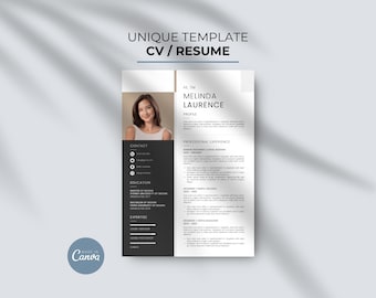 Resume Template Modern CV Template Modern Resume Template Professional Resume Template Clean Resume Template Canva Resume Template