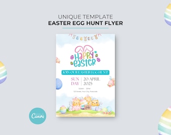 Flyer chasse aux œufs de Pâques événement le dimanche de Pâques Fun Kids Flyer Company Flyer de Pâques Modèle numérique modifiable sur toile