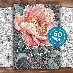 Flower Mandala Coloring Book | INSTANT DOWNLOAD | Printable Coloring Pages | Flower Mandala Coloring Pages | Stress Relief Coloring Sheets