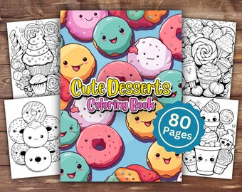Dessert Coloring Book | INSTANT DOWNLOAD | Printable Coloring Pages | Desserts Coloring Pages | Dessert Lover Gift | Fun Kids Activity |