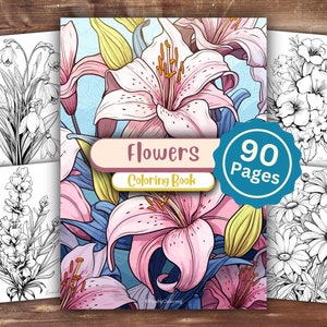 Flowers Coloring Book | Cute Flower Coloring Book | INSTANT DOWNLOAD | Printable Coloring Pages | Flower Lover Gift | Fun Adult Kid Activity