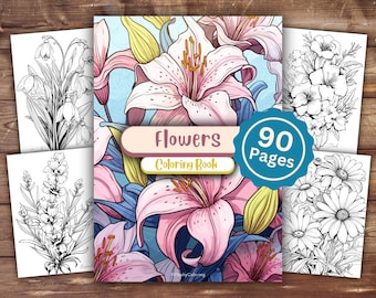 Flowers Coloring Book | Cute Flower Coloring Book | INSTANT DOWNLOAD | Printable Coloring Pages | Flower Lover Gift | Fun Adult Kid Activity