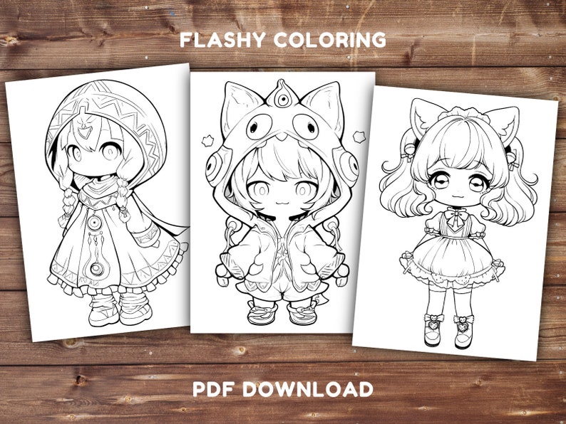 Chibi Girls Coloring Book | INSTANT DOWNLOAD | Printable Coloring Pages ...