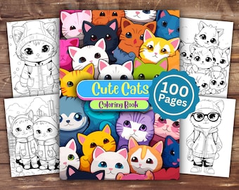 Cute Cats Coloring Book | INSTANT DOWNLOAD | Printable Coloring Pages | Cat Coloring Book | Cats Lover Gift | Fun Kids Activity | Cat Pages