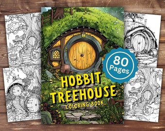 Hobbit Treehouse Coloring Book | INSTANT DOWNLOAD | Printable Coloring Pages | Hobbit Treehouse Coloring | Adult and Kids Coloring