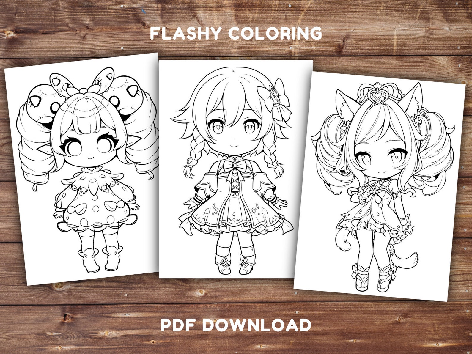 Chibi Girls Coloring Book INSTANT DOWNLOAD Printable Coloring Pages ...