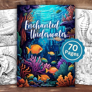 Enchanted Underwater Coloring Book | INSTANT DOWNLOAD | Printable Coloring Pages | Under The Sea Coloring Pages | Kid Ocean Life Coloring |