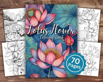 Lotus Flower Coloring Book | INSTANT DOWNLOAD | Printable Coloring Pages | Lotus Flower Coloring | Flower Lover | Adult and Kids Coloring