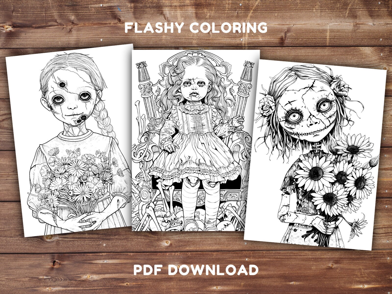 Creepy Doll Coloring Book INSTANT DOWNLOAD Printable Coloring Pages ...
