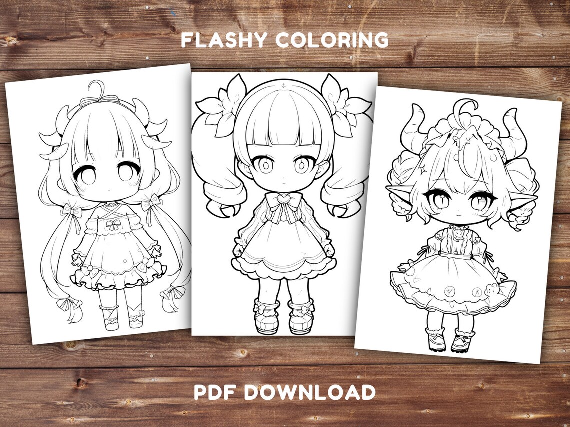 Chibi Girls Coloring Book INSTANT DOWNLOAD Printable Coloring Pages ...