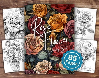 Rose Flower Coloring Book | INSTANT DOWNLOAD | Printable Coloring Pages | Rose Flower Coloring | Rose Lover Gift | Adult and Kids Coloring