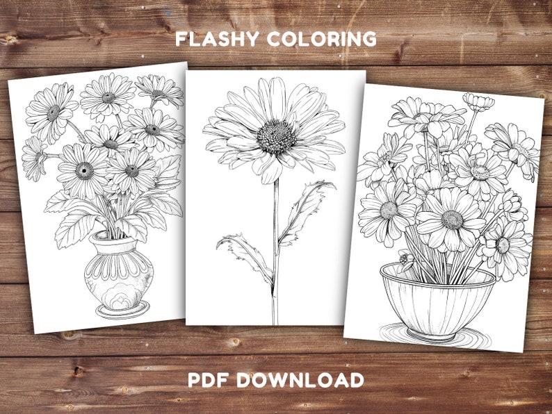 Daisy Flower Coloring Book | INSTANT DOWNLOAD | Printable Coloring ...