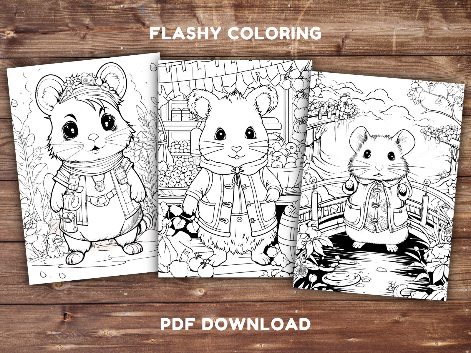 Cute Hamster Coloring Book INSTANT DOWNLOAD Printable Coloring Pages ...