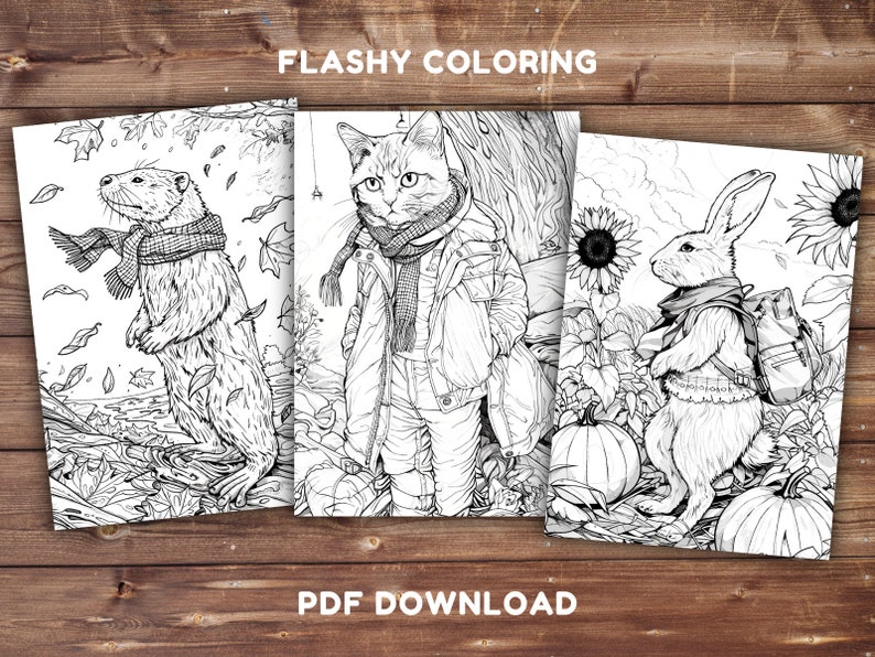 Fall Animals Coloring Book INSTANT DOWNLOAD Printable Coloring Pages ...