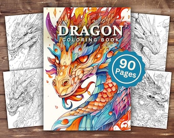 Dragon Coloring Book | INSTANT DOWNLOAD | Printable Coloring Pages | Dragon Coloring Pages | Adult and Kids Coloring | Fun Kids Activity