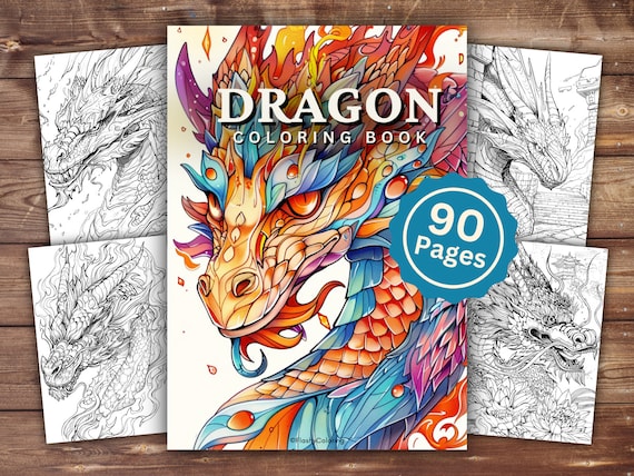 Dragon Coloring Book | INSTANT DOWNLOAD | Printable Coloring Pages | Dragon Coloring Pages | Adult and Kids Coloring | Fun Kids Activity