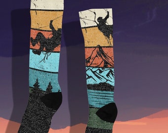 Colorful Mismatched Ziplining Novelty Socks, Cool Zipline Socks, Fun Socks for Zipliners